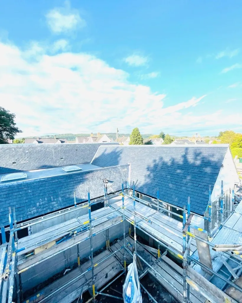 New roof installation with scaffolding - Dundee area